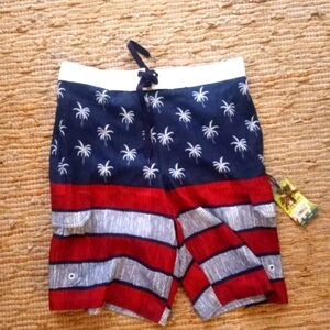 Monument Board & Swim Co.Red, White & Blue, Shorts Size M NWT American Flag